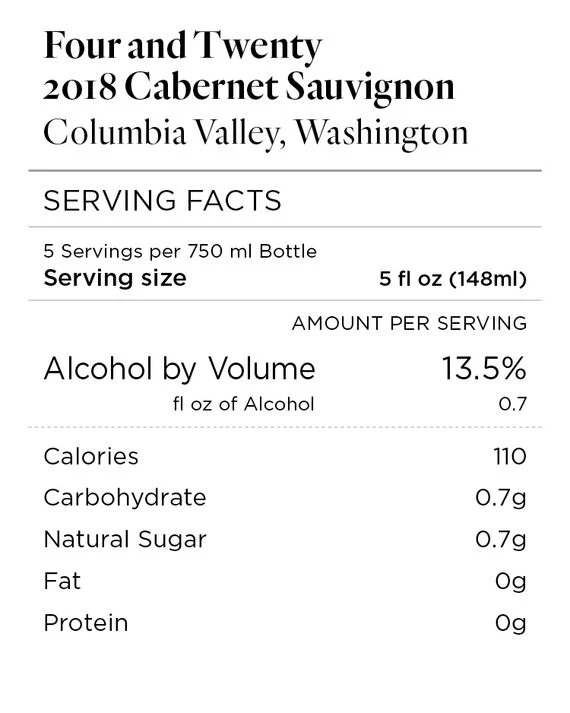 Four and Twenty 2018 Cabernet Sauvignon Columbia Valley, Washington - Image 4