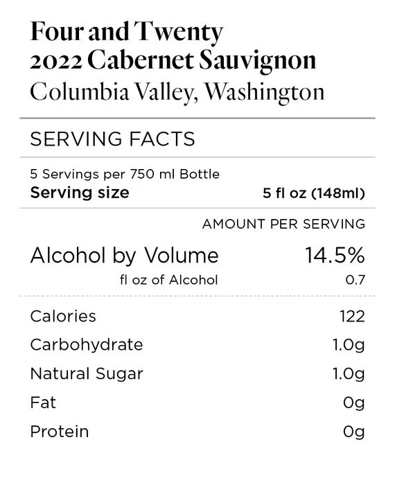 Four and Twenty 2022 Cabernet Sauvignon Columbia Valley, Washington - Image 4