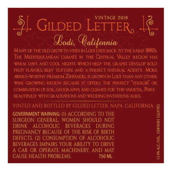 Gilded Letter 2018 Zinfandel Lodi, California - Image 7