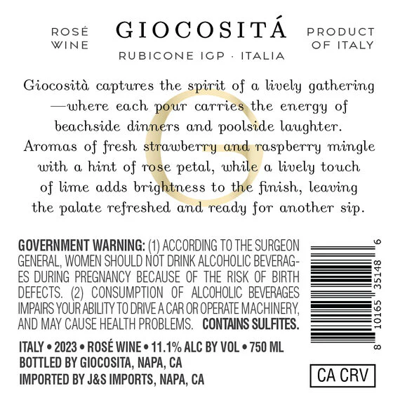 Giocositá 2023 Rosé Rubicone IGP, Italy - Image 3
