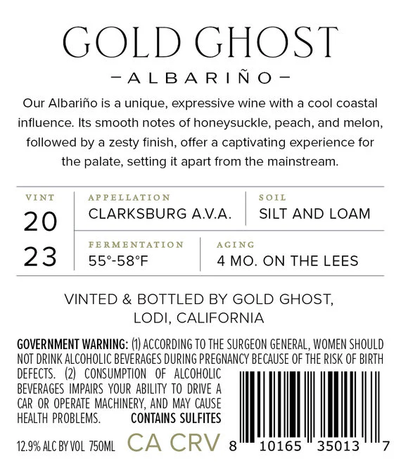Gold Ghost 2023 Albariño Clarksburg AVA, California - Image 3