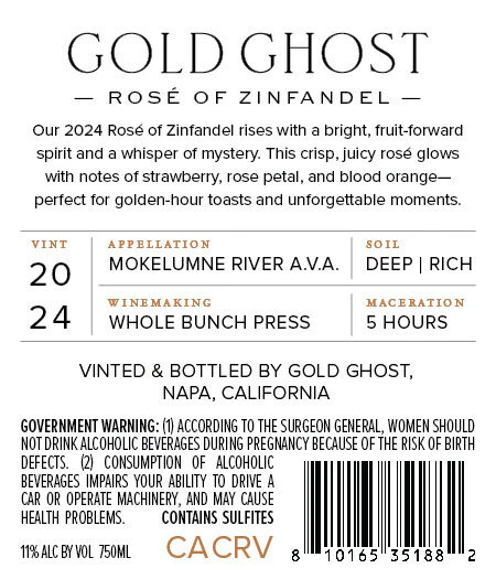 Gold Ghost 2024 Rosé of Zinfandel Mokelumne River, Lodi, California - Image 3