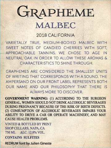 Grapheme 2018 Malbec California - Image 3