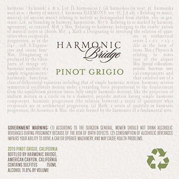 Harmonic Bridge 2019 Pinot Grigio, California - Image 3