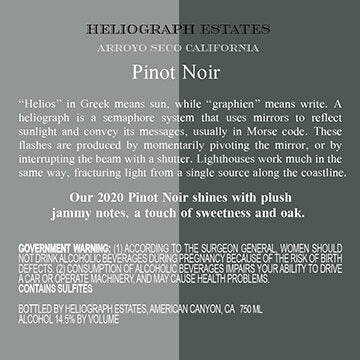 Heliograph Estates 2020 Pinot Noir Arroyo Seco, California - Image 3
