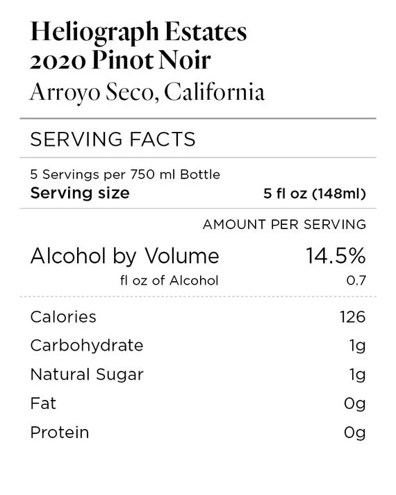 Heliograph Estates 2020 Pinot Noir Arroyo Seco, California - Image 4