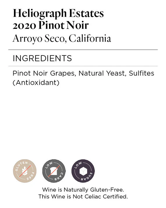 Heliograph Estates 2020 Pinot Noir Arroyo Seco, California - Image 5