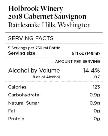 Holbrook Winery 2018 Cabernet Sauvignon Rattlesnake Hills, Washington - Image 5