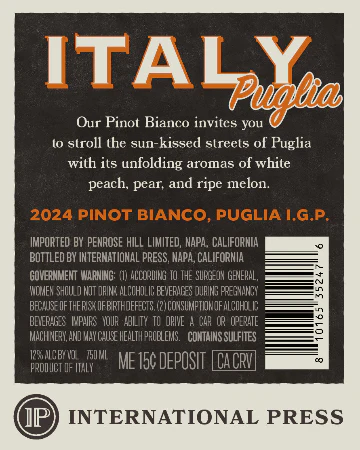 International Press 2024 Pinot Bianco, IGP Puglia - Image 3