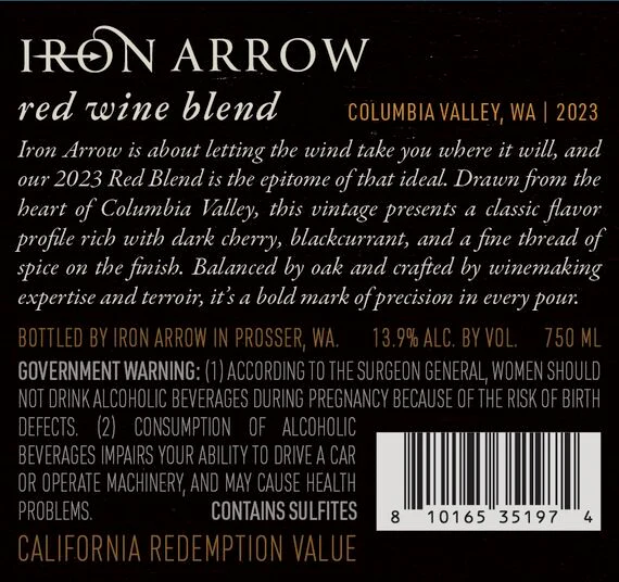 Iron Arrow 2023 Red Blend Columbia Valley, Washington - Image 3