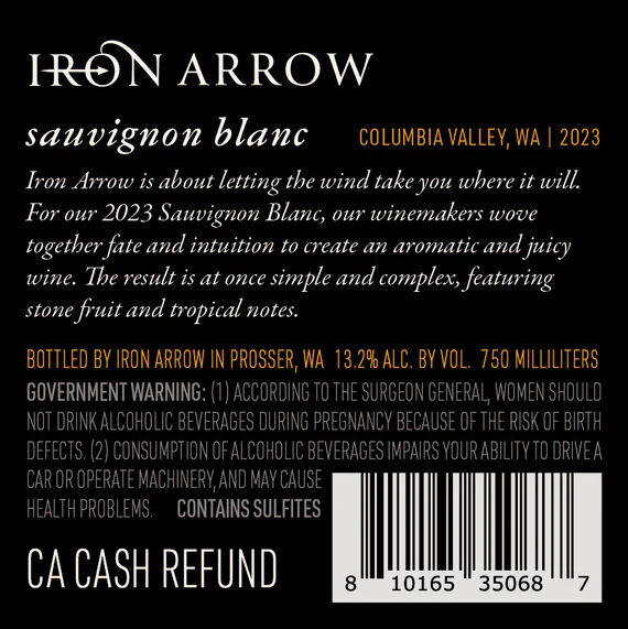 Iron Arrow 2023 Sauvignon Blanc Columbia Valley, Washington - Image 3