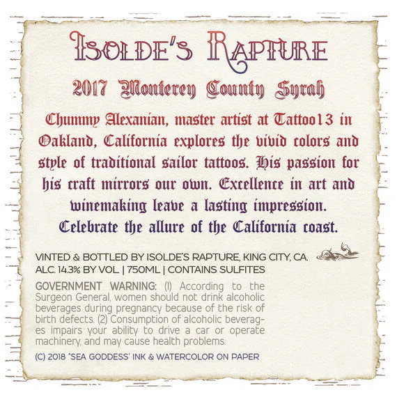 Isolde's Rapture 2017 Syrah Monterey County, California - Image 6