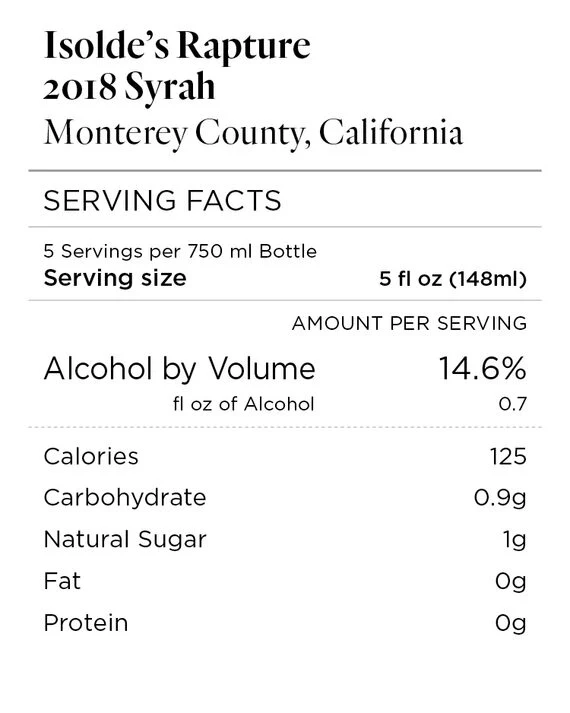 Isolde's Rapture 2018 Syrah Monterey County, California - Image 3