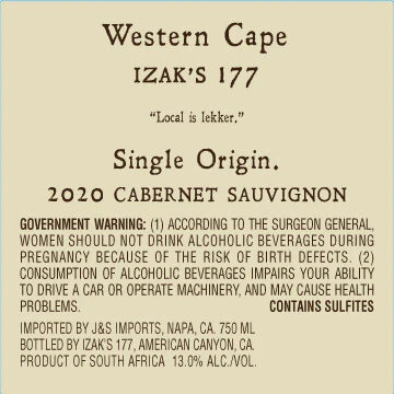 Izak's 177 2020 Cabernet Sauvignon Western Cape, South Africa - Image 3
