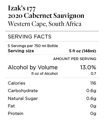 Izak's 177 2020 Cabernet Sauvignon Western Cape, South Africa - Image 4