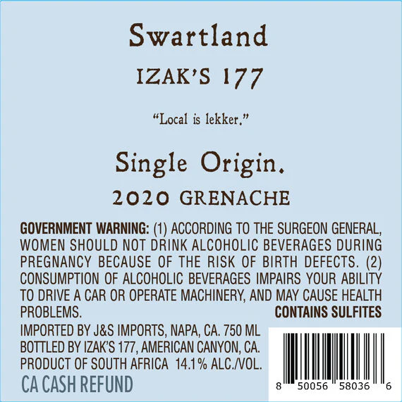 Izak's 177 2020 Grenache Noir Swartland, South Africa - Image 3