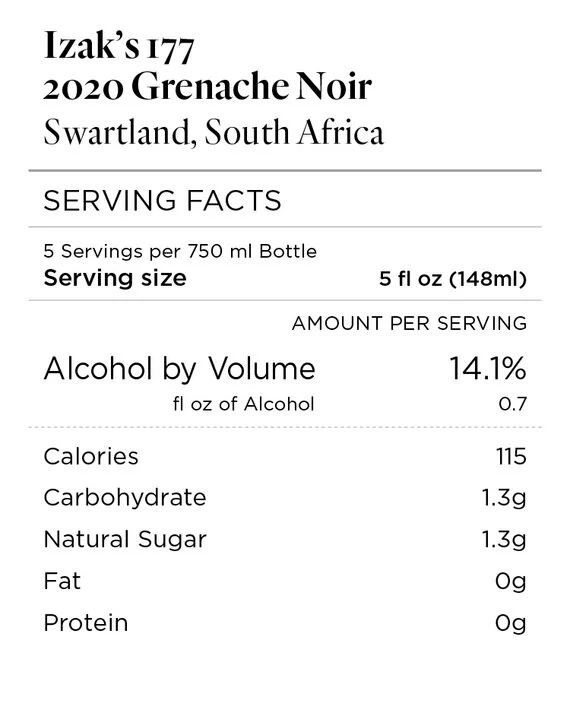 Izak's 177 2020 Grenache Noir Swartland, South Africa - Image 4
