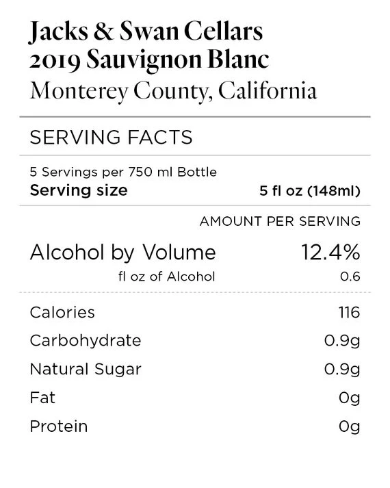 Jacks & Swan Cellars 2019 Sauvignon Blanc Monterey County, California - Image 3