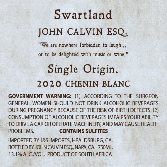 John Calvin Esq. 2020 Single Origin Chenin Blanc Swartland, South Africa - Image 7