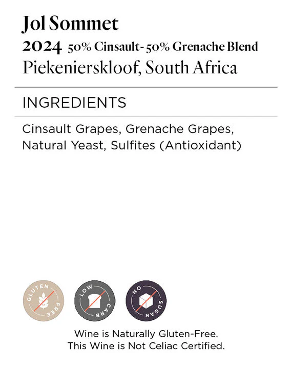 Jol Sommet 2024 Cinsault - Grenache Blend Piekenierskloof, South Africa - Image 5