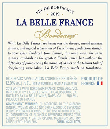 La Belle France 2019 Bordeaux Blanc Bordeaux AOP, France - Image 3