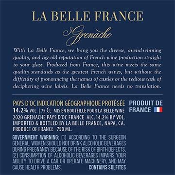 La Belle France 2020 100% Grenache Pays d'Oc IGP, France - Image 3