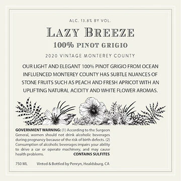 Lazy Breeze 2020 Pinot Grigio Monterey County, California - Image 3
