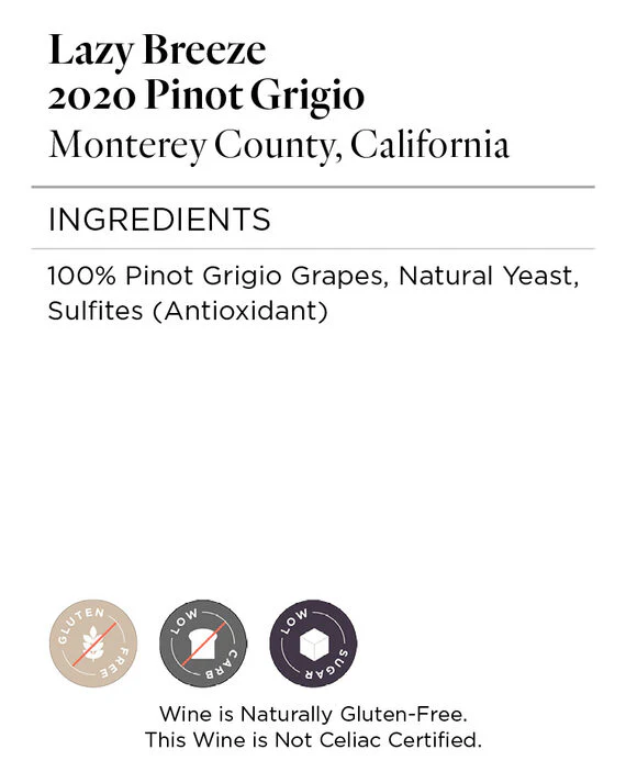 Lazy Breeze 2020 Pinot Grigio Monterey County, California - Image 5