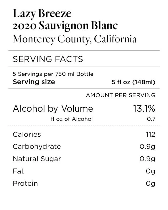 Lazy Breeze 2020 Sauvignon Blanc Monterey County, California - Image 4