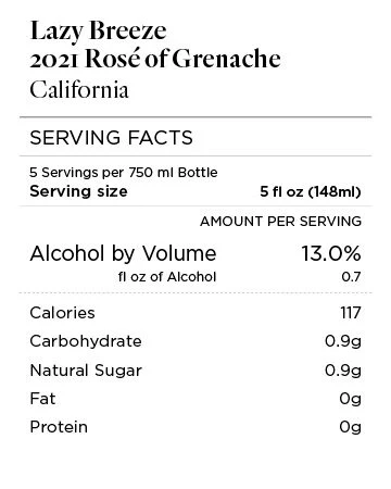Lazy Breeze 2021 Rosé of Grenache, California - Image 4