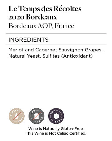 Le Temps des Récoltes 2020 Bordeaux Rouge Bordeaux AOP, France - Image 6