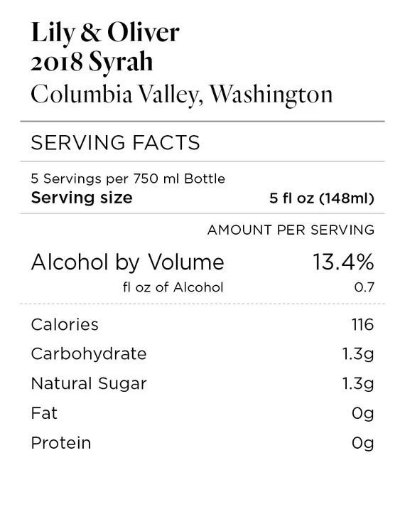 Lily & Oliver 2018 Syrah Columbia Valley, Washington - Image 4