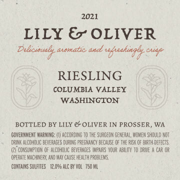 Lily & Oliver 2021 Riesling Columbia Valley, Washington - Image 3