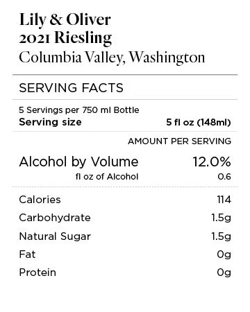 Lily & Oliver 2021 Riesling Columbia Valley, Washington - Image 4