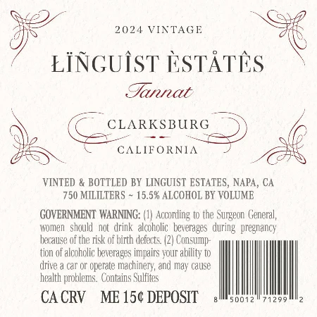 Linguist Estates 2024 Tannat Clarksburg, California - Image 3