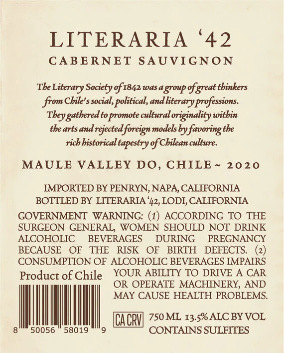 Literaria '42 2020 Cabernet Sauvignon Maule Valley DO, Chile - Image 3
