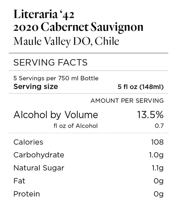 Literaria '42 2020 Cabernet Sauvignon Maule Valley DO, Chile - Image 4