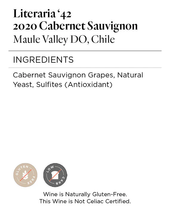Literaria '42 2020 Cabernet Sauvignon Maule Valley DO, Chile - Image 5
