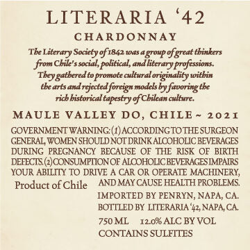 Literaria '42 2021 Chardonnay Maule Valley DO, Chile - Image 3