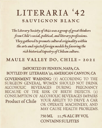 Literaria '42 2021 Sauvignon Blanc Maule Valley DO, Chile - Image 3
