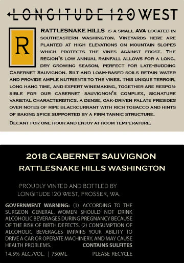 Longitude 120 West 2018 Cabernet Sauvignon Rattlesnake Hills, Washington - Image 4