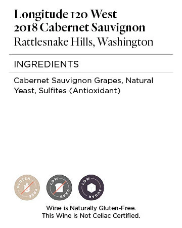 Longitude 120 West 2018 Cabernet Sauvignon Rattlesnake Hills, Washington - Image 6