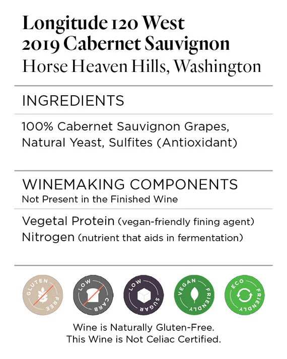 Longitude 120 West 2019 Cabernet Sauvignon Horse Heaven Hills, Washington - Image 5