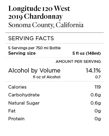 Longitude 120 West 2019 Chardonnay Sonoma County, California - Image 5