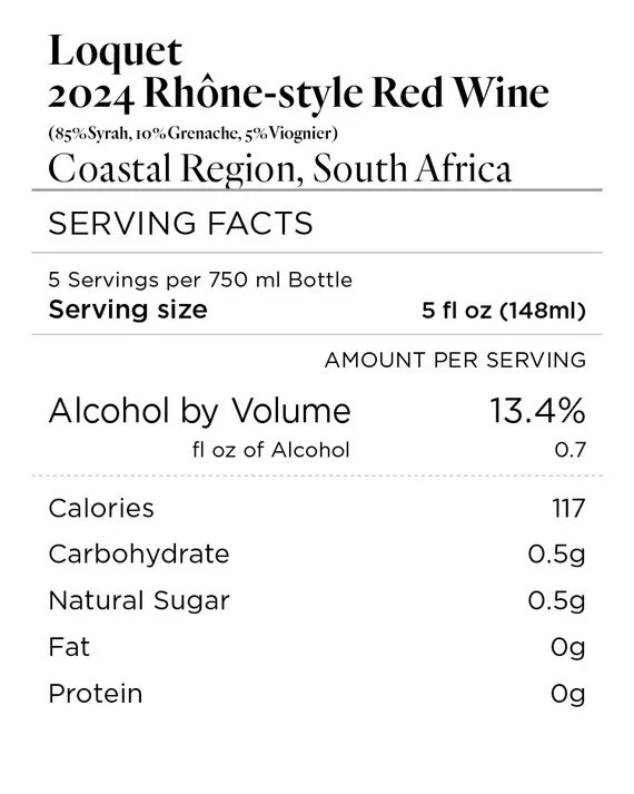 Loquet 2024 Rhône-style Red Wine Syrah-Grenache-Viognier Coastal Region, South Africa - Image 4