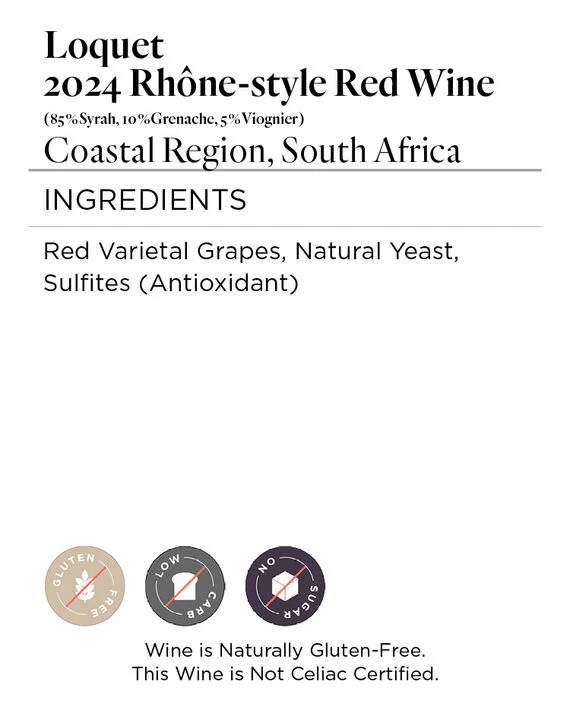 Loquet 2024 Rhône-style Red Wine Syrah-Grenache-Viognier Coastal Region, South Africa - Image 5