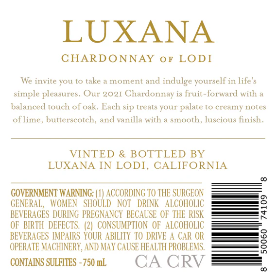 Luxana 2021 Chardonnay Lodi, California - Image 3