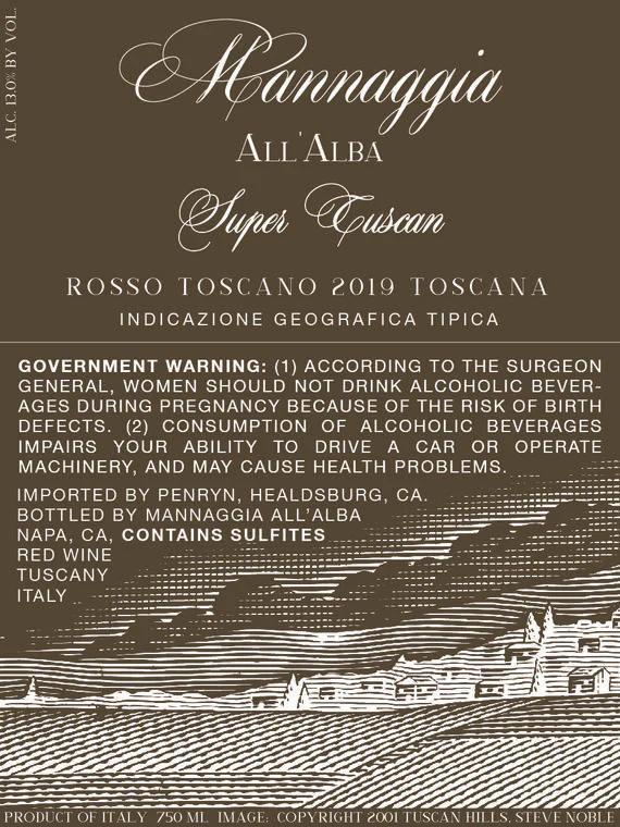 Mannaggia All'Alba 2019 Super Tuscan Red Blend Toscana IGT, Italy - Image 7
