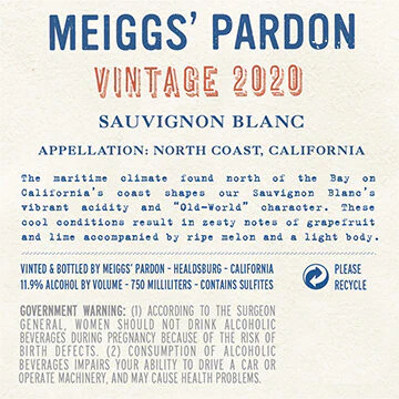 Meiggs' Pardon 2020 Sauvignon Blanc North Coast, California - Image 3