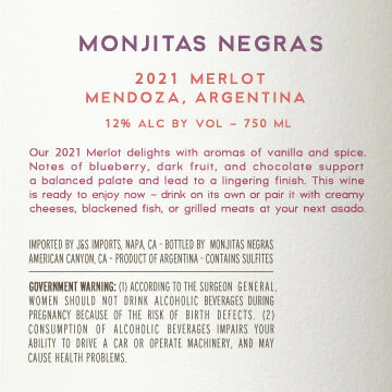 Monjitas Negras 2021 Merlot Mendoza, Argentina - Image 3